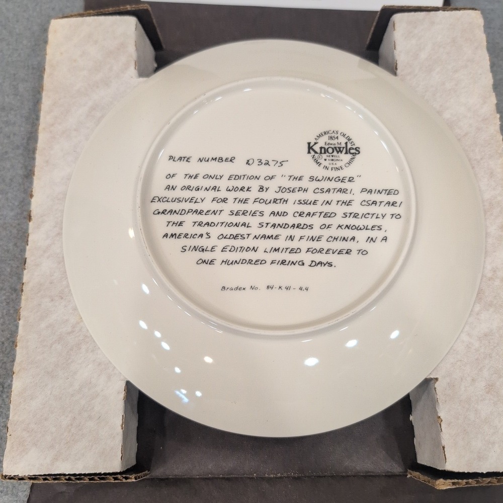 Knowles 1983 Joseph Csatari The Swinger Grandparent Plate Limited Edition - Picture 7 of 9